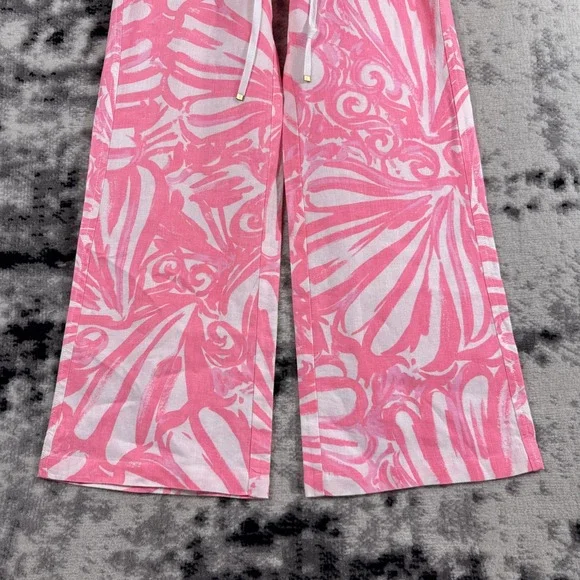 Lilly Pulitzer The Beach Pant Womens Size Small Pink Colorful Hippie Linen - Picture 4 of 16